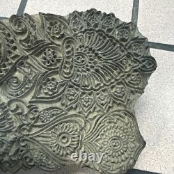 Antique Wooden hand carved Printing Stamp Block for Fabrics Printing 13x 10.25