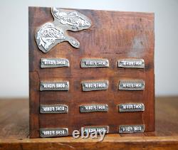 Antique letterpress wood printing block Sign Gone Fishing Bass Trout Typeset