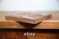 Antique letterpress wood printing block Sign Gone Fishing Bass Trout Typeset