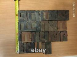 Big Hebrew print Letterpress block Wooden Type Letters + symbols lot of 29 pcs