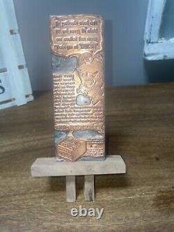 Copper Printing Plate Peters DuPont Victory Shot Gun Shell Ad With Wood Stand