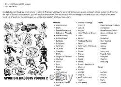 EPS Clip Art Action Illustrated Sports & Mascots Volume's 1 & 2 3000+ Vector