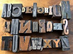 Eclectic Mix of Antique Metal & Copper PRINTING BLOCKS Full Alphabet 26 letters