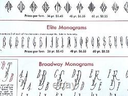 Elite Monograms Initials American Type Founders Letterpress Foundry Type 60 Pt