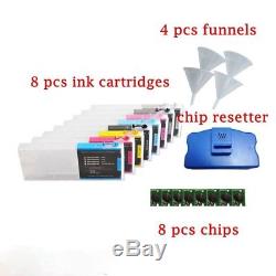 Epson Stylus Pro 7800 9800 Refillable Ink Cartridge 8pcs/set + chip resetter