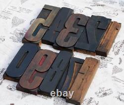 Giant 0-9 mixed number set 8.86 letterpress wood printing blocks type rare