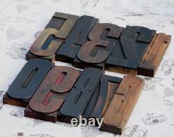 Giant 0-9 mixed number set 8.86 letterpress wood printing blocks type rare