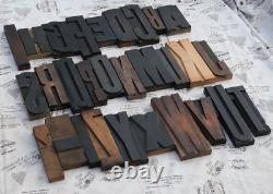Giant A-Z mixed alphabet 8.86 letterpress wood printing blocks type ABC rare