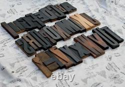 Giant A-Z mixed alphabet 8.86 letterpress wood printing blocks type ABC rare