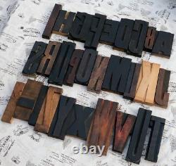 Giant A-Z mixed alphabet 8.86 letterpress wood printing blocks type ABC rare