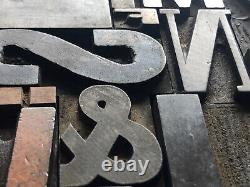 Giant Antique Letterpress Printer WOOD TYPE Mix 164 Pieces Full Alphabet Numbers