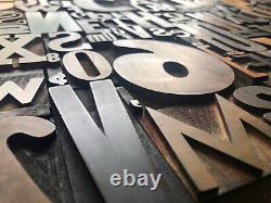 Giant Antique Letterpress Printer WOOD TYPE Mix 164 Pieces Full Alphabet Numbers