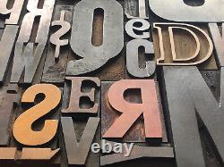 Giant Antique Letterpress Printer WOOD TYPE Mix 164 Pieces Full Alphabet Numbers