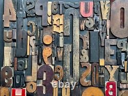 Giant Antique Letterpress Printer WOOD TYPE Mix 168 Pieces Full Alphabet Numbers