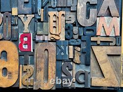 Giant Antique Letterpress Printer WOOD TYPE Mix 168 Pieces Full Alphabet Numbers