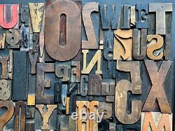 Giant Antique Letterpress Printer WOOD TYPE Mix 168 Pieces Full Alphabet Numbers