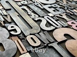 Giant Antique Letterpress Printer WOOD TYPE Mix 168 Pieces Full Alphabet Numbers