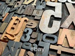 Giant Antique Letterpress Printer WOOD TYPE Mix 168 Pieces Full Alphabet Numbers