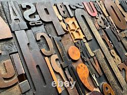 Giant Antique Letterpress Printer WOOD TYPE Mix 168 Pieces Full Alphabet Numbers