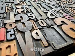 Giant Antique Letterpress Printer WOOD TYPE Mix 168 Pieces Full Alphabet Numbers