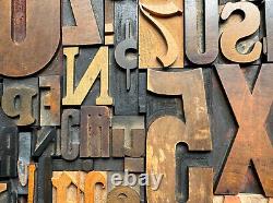 Giant Antique Letterpress Printer WOOD TYPE Mix 168 Pieces Full Alphabet Numbers
