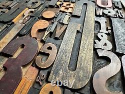 Giant Antique Letterpress Printer WOOD TYPE Mix 168 Pieces Full Alphabet Numbers