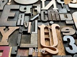Giant Antique Letterpress Printer WOOD TYPE Mix 168 Pieces Full Alphabet Numbers