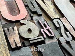 Giant Antique Letterpress Printer WOOD TYPE Mix 168 Pieces Full Alphabet Numbers