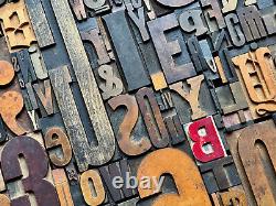 Giant Antique Letterpress Printer WOOD TYPE Mix 168 Pieces Full Alphabet Numbers