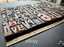 Giant Antique Letterpress Printer WOOD TYPE Mix 168 Pieces Full Alphabet Numbers