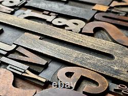 Giant Antique Letterpress Printer WOOD TYPE Mix 168 Pieces Full Alphabet Numbers