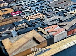 Giant Antique Letterpress Printer WOOD TYPE Mix 168 Pieces Full Alphabet Numbers