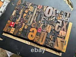 Giant Antique Letterpress Printer WOOD TYPE Mix 168 Pieces Full Alphabet Numbers