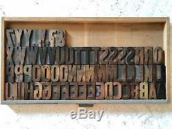 Hamilton Wood Type Gothic 20 line 3.25 Complete Alphabet 65pcs Letterpress