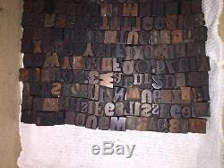LOT Of 230 7/16 Vintage Letter press printing blocks Wooden Letters & Numbers