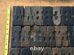 Large 4 Antique VTG Rare Ornate Fancy Wood Letterpress Print Type Letter Set