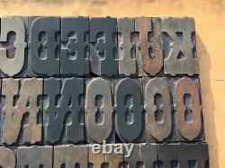 Large 4 Antique VTG Rare Ornate Fancy Wood Letterpress Print Type Letter Set