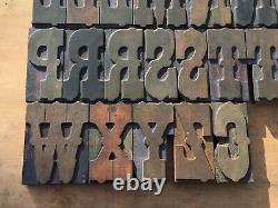 Large 4 Antique VTG Rare Ornate Fancy Wood Letterpress Print Type Letter Set