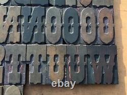 Large 4 Antique VTG Rare Ornate Fancy Wood Letterpress Print Type Letter Set