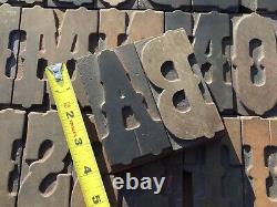 Large 4 Antique VTG Rare Ornate Fancy Wood Letterpress Print Type Letter Set