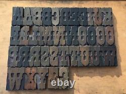 Large 4 Antique VTG Rare Ornate Fancy Wood Letterpress Print Type Letter Set