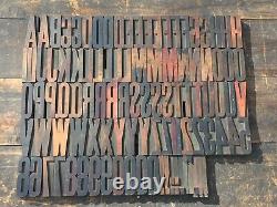 Large 4 Antique VTG Wood Letterpress Print Type Block A-Z Letters #s Comp. Set