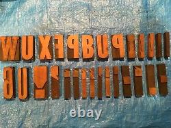 Large 5 Antique Wood Letterpress Printing Press Type Block Letters Typeset