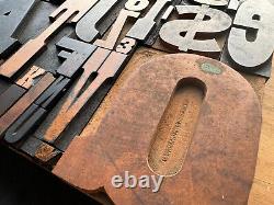 Large Antique Letterpress Printer WOOD TYPE Mix 66 Piece Full Alphabet & numbers