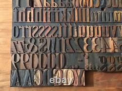Large Antique VTG Wood Letterpress Print Type Block A-Z Alphabet Letters #s Set