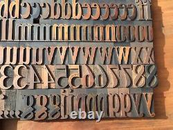 Large Antique VTG Wood Letterpress Print Type Block A-Z Alphabet Letters #s Set
