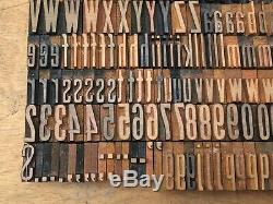 Large Antique VTG Wood Letterpress Print Type Block A-Z Letters #s Complete Set