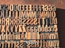 Large Antique VTG Wood Letterpress Print Type Block A-Z Letters #s Complete Set