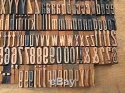 Large Antique VTG Wood Letterpress Print Type Block A-Z Letters #s Complete Set