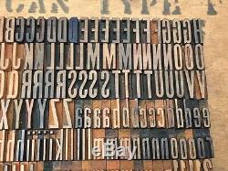 Large Antique VTG Wood Letterpress Print Type Block A-Z Letters #s Complete Set